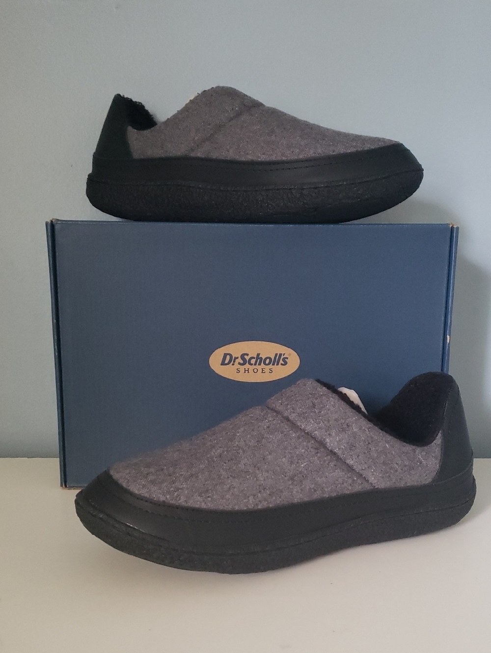 Dr. Scholl's Trevor Gray Felt Slip-On Shoes with Black Trim Size 10